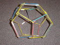 Dodecahedron with straw, rubber bands, paperclips.